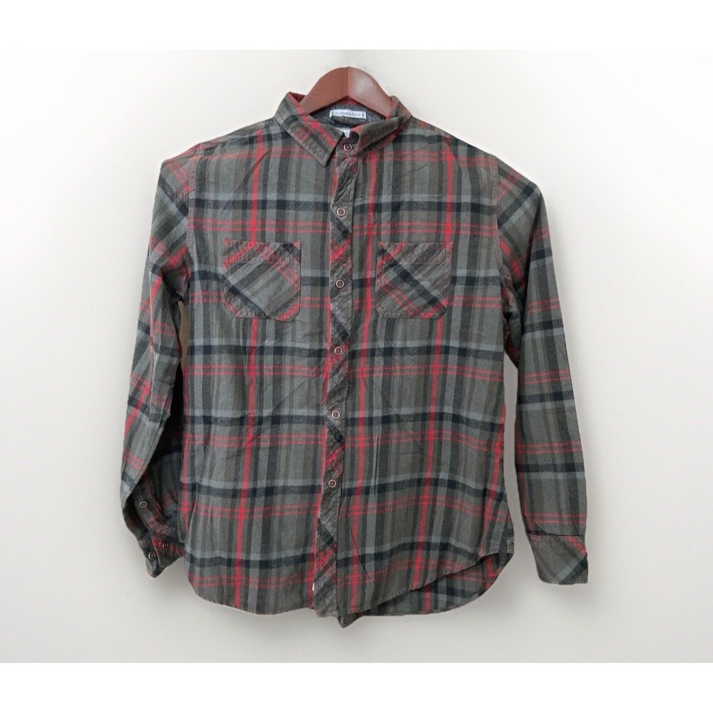 Paper Denim & Cloth Shirt Men’s L Gray Plaid Flannel Button Up Long Sleeve
